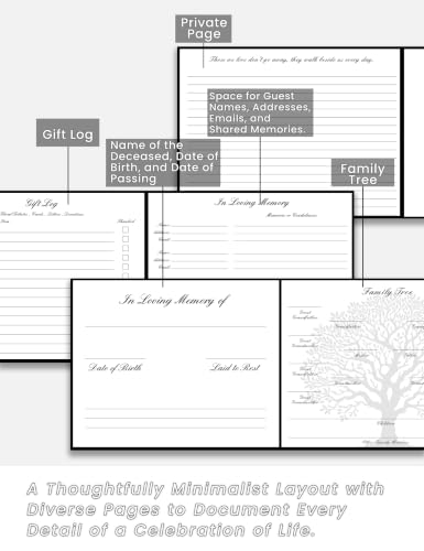 Image of Funeral Guest Book, Celebration of Life GuestBook with Photo Slot | 330 Entries, Table Sign Card Included, Gold Stamping, Twill-Textured Paper Cover, in Loving Memory Keepsake, 9x7.5 inch, Black