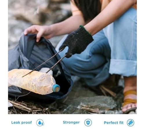 Image of Small Black Garbage Bags 17x19 Inch Trash Bags for Dry & Wet Waste, 30 Bags (1 Roll)