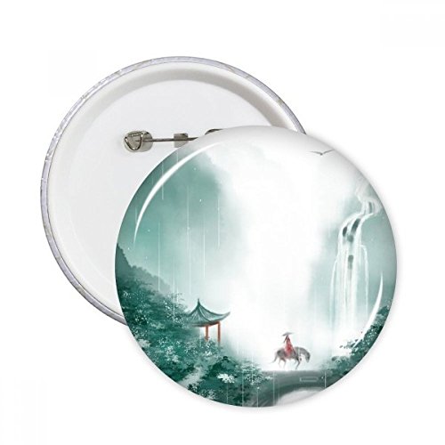 Pins badge rond aquarelle chinoise lot de 5 idée cadeau déco vêtement