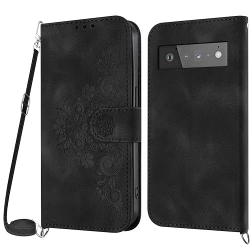 Netany Lanyard Case for Google Pixel 6 Pro, PU Leather Wallet Phone Case with Adjustable Crossbody Lanyard Strap