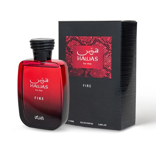 Image of RASASI Hawas Fire Eau De Parfum Spray 100ML(3.4 Oz) - Bold Long Lasting Arabian Perfume For Men With A Fiery Essence - Indulge In A Luxurious Perfume Men That Captures Masculine Elegance And Strength