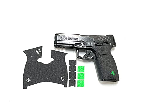 Handleitgrips Gun Grip Tape Compatible with Taurus G3 | Black Adhesive Pistol Grip Tape with Green Inserts | Gun Accessories | Veteran Owned