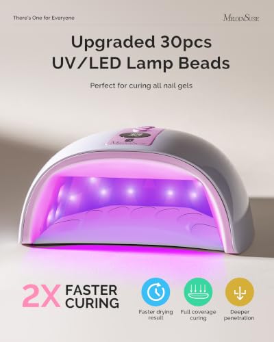 Image of MelodySusie Cordless UV Nail Lamp with 3 Timers & Smart Sensor, 2026 Uprgraded P-Plus30G Rechargeable UV Light Cures All Gels, Especially Builder, Hard, Extension, Acrylic & Chrome Gel Polishes Purple