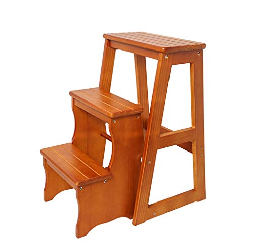 Folding Ladder 3-Tier Step Stool Wood Adult Foldable Bed Steps for High Beds for Adults Standing Shelf Units 300 lb Capacity