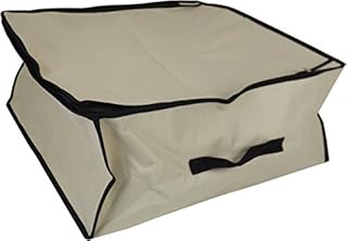 Neusu Underbed Storage Bags x2 - Twin Pack 40 Litres Under Bed Storage Bags For Clothes, Bedding, Laundry, Travel - Waterproof Under Bed Storage Bag With Zip - 45x45x20cm Clothes Boxes - Beige