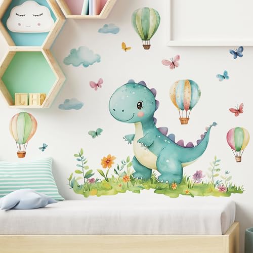 Adesivi Murali Dinosauri Grandi, Autoadesivo Dinosauro Adesivi da Parete 90 cm x 29 cm Carino Dinosauro Adesivo da Parete Decorativi per Camerette Bambini Camera da Letto Asilo Nido, 1 Pezzi