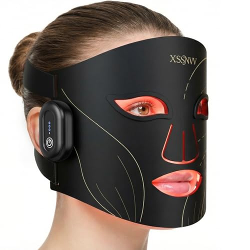 Cordless Red Light Therapy for Face, 4 Modes Portable LED Face Mask, 850NM Infrared & Red Light...