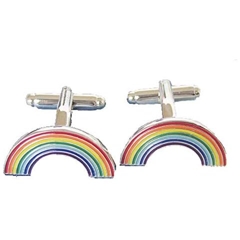 korpikus® ' Rainbow ' Theme Stainless Steel Cufflinks In Free Designer Gift Bag Cover
