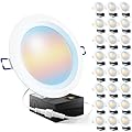 Sunco 24 Pack 6 Inch Ultra Thin LED Recessed Ceiling Lights, Baffle Trim, Selectable CCT 2700K/3000K/3500K/4000K/5000K Dimmable 14W, Wafer Thin, Canless with Junction Box