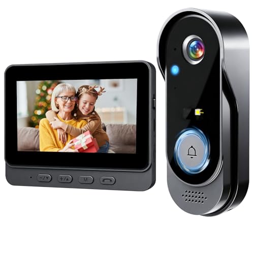 KEPEAK Doorbell Camera Wireless Video Door Bell Camera with Monitor 2-Way Audio No WiFi or No APP Needed for Home Security