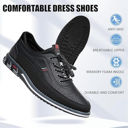 Image of Mens Dress Shoes Casual Oxfords Lace-Up Lightweight Formal Business Shoes Leather Loafers Fashion Sneakers Driving Loafers Orange