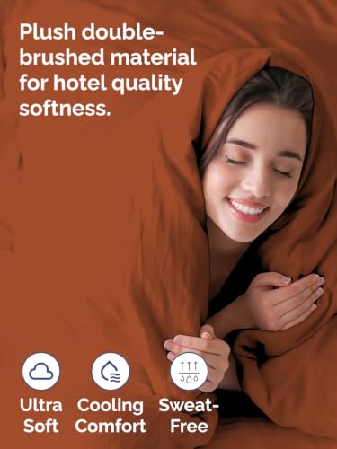 Image of Duvet Cover Super Queen Size - 3 Piece with Zipper Closure - Terracotta