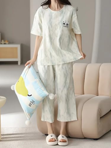 Image of Louis Luxe Womens Korean Night Dress || Full Pyjama Set || Korean Nightsuit || Women Nightwear ||Round Neck Full Sleeve Nightsuit || Loungewear || Everyday Nightdress (ND-18)