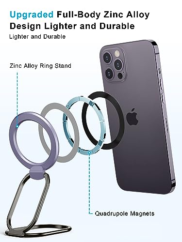 Image of 【2025 Upgraded】 Mag Safe Phone Ring Holder, SUPERONE Adjustable Magnetic Kickstand & Removable Phone Grip Compatible with Wireless Charging Only for iPhone 17 & 16 & 15 & 14 & 13 & 12 Series - Purple