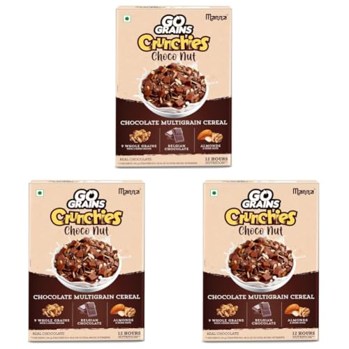 Image of Manna Breakfast Cereal with Real Belgian Chocolate and Nuts, No Maida, No Refined Sugar 450g (Pack of 3)