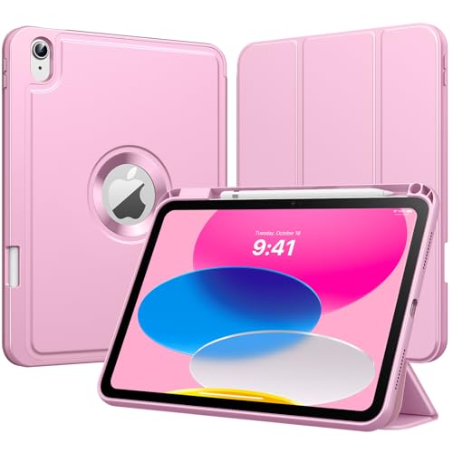 MoKo for iPad (A16) 11th Generation 2025 11-inch/10th Generation 10th 2022 10.9 inch Case with Pencil Holder, Smart Trifold Protective iPad Case with Soft TPU Back Stand Cover, Auto Wake/Sleep, Pink