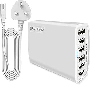 USB Desktop Charger, 60W 12A 6-Port USB Charging Station Multi Ports Desktop Charger Hubs Compatible with Smartphone/Tablets and More