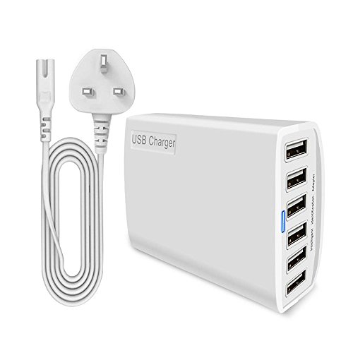 Chargeur de bureau USB 6 ports hub de charge 60W 12A compatible smartphone et tablette numérique
