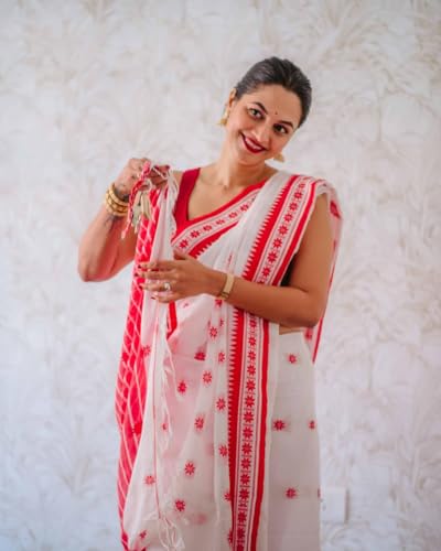 Image of Flosive Women's Woven Cotton Silk Saree With Unstitched Blouse Piece