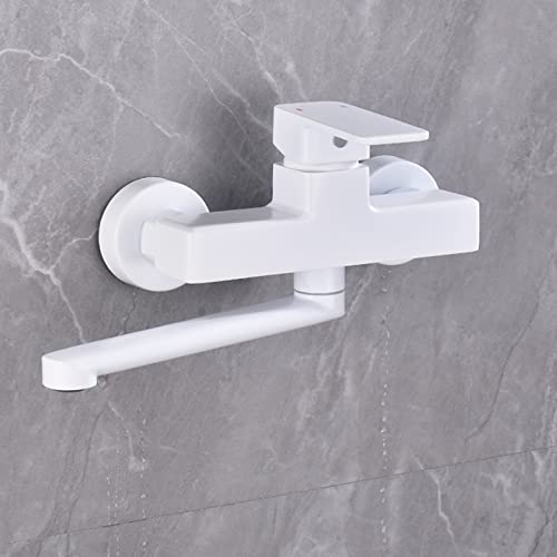 Robinet mural blanc double trou mélangeur eau chaude et froide