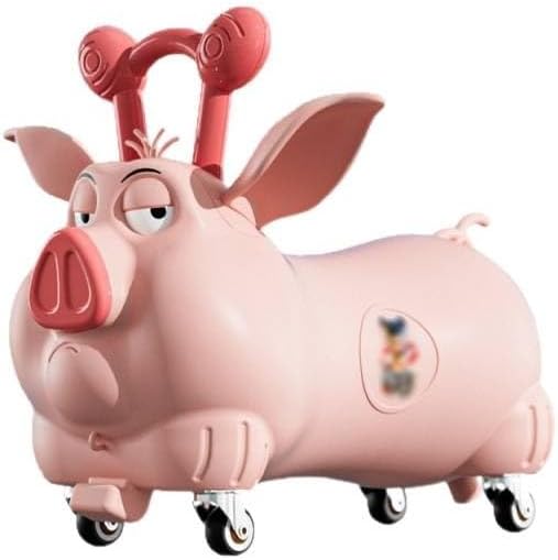 Wiggle Car Wheely Ride-On Toy for Kids Helps Promote Gross Motor Skills and Balance Pig Small Wiggle Car Waterproof Unisex Boys Girls Swing Card(Wiggle car no music)