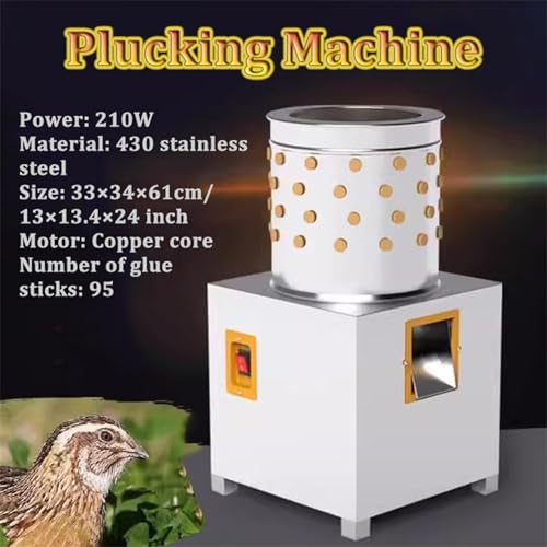 Máquina desplumadora de pollo de acero inoxidable, para pollo, aves de corral, pato, pavo, codorniz, máquina automática de desplumado de pollo, 210 W, capacidad de 3 a 5 pollos una vez