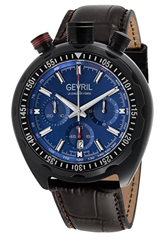 Gevril Men's Canal St Automatic Chronograph Watch, Genuine Italian Leather Strap