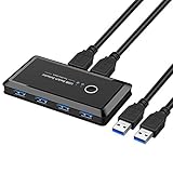 【Einfacher】: Mit diesem 4 Port USB-Sharing-Switch können Sie mit nur einer Taste zwischen zwei Computern wechseln, um 4 USB 3.0-Peripheriegeräte gemeinsam zu nutzen, ohne ständig Kabel auszutauschen oder komplizierte Netzwerk-Sharing-Software einzurichten.