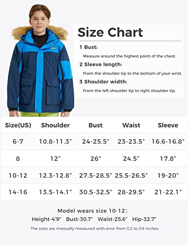 Wantdo Kid Little Boy's Waterproof Winter Warm Hooded Ski Snowboard Coat Windproof Parka Navy 6-7 #TOP6