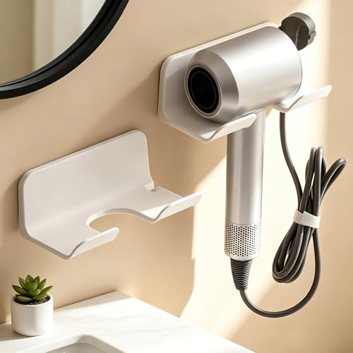 SUPTEC Universal Hair Dryer Holder, Blow Dryer Hanger Wall Mount for Hair Dryer Hook with Plug&Cord...