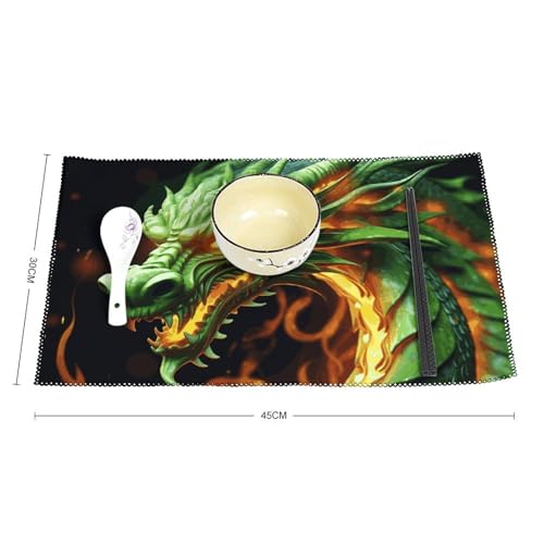 Sets de table dragon chinois en toile lot de 6 pièces lavables 45x30 cm