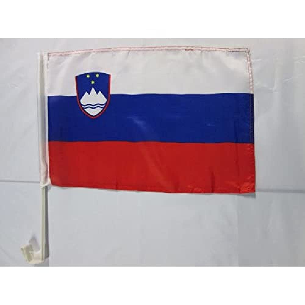 Slowakije Autovlag 45x30 cm - Slowaakse Autovlaggen 30 x 45 cm - Banier 18x12 INCHES HOGE KWALITEIT PLASTIC STICK - AZ FLAG