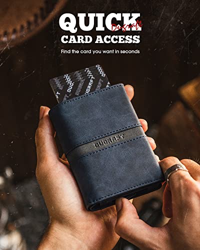 DUGRAFT Card Holder Wallet with ID Window, Leather Mens RFID Blocking Minimalist Pop-Up Wallet Aluminum Metal Credit Card Case with Banknote Compartment4
