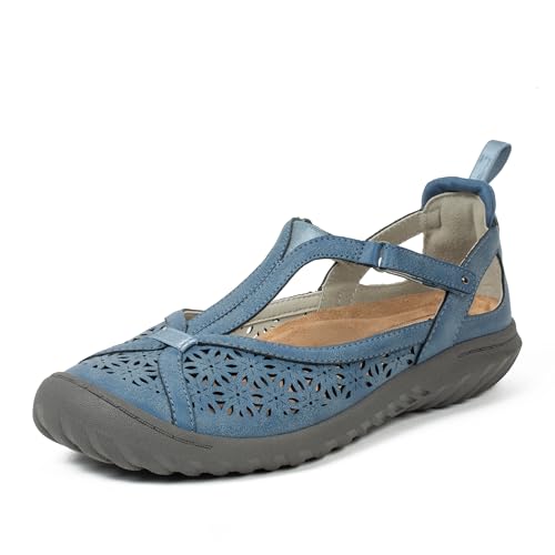 JBU Women's Daffodil Comfort Casual Mary Jane T-Strap Flats
