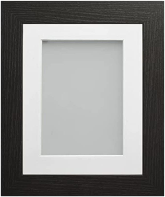 Frame Company Watson Range Black 12x10 inch Picture Photo Frame with White Mount for Image 8x6 inch *Choice of Sizes* Fitted with Real Glass