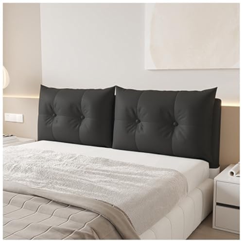 Funda acolchada impermeable de piel sintética para cama de metal, color negro, 150 x 60 x 15 cm