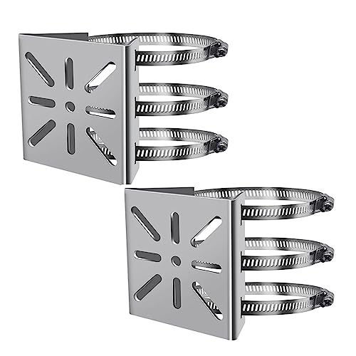 Masthalterung,Universal Vertikale Stangenhalterung mit DREI Verstellbaren Klemmen,Solide Metallmontage Eckhalterung für Überwachungskamera Kameras LED Wand Bühnenleuchten Sonnenkollektoren (2 Stück)