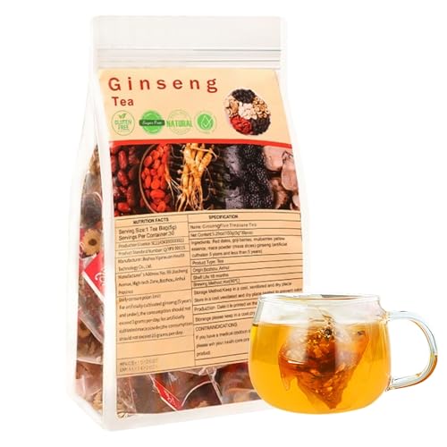 Ginseng Six Treasure Tea, Organic Natural Six Treasure Teas for Daily Wellness, Ginseng, Mulberry, Goji Berry, Red Date | 30 Tea Bags for Men & Women (1 Pack)