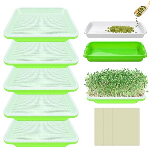 Legigo 5er-Pack Anzuchtschalen Bodenfreie Anzucht-Schalen BPA-freie Microgreens-Aufzucht Anzucht-Set mit Einlegepapier