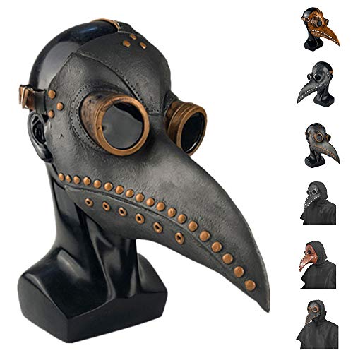 Máscara de Halloween para disfraz de médico de pájaro de la plaga Steampunk de nariz larga y máscara de pájaro (C, talla única) Cover