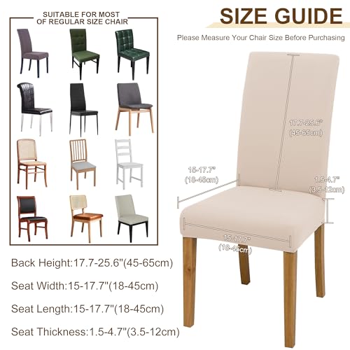 Dining Chair Covers, Dining Room Chair Cover Set of 6, Stretch Kitchen Chair Covers, Detachable Washable Chair Cover, Parsons Chair Slipcovers Protective, for Home, Restaurant, Banquet (Beige) - Image 5