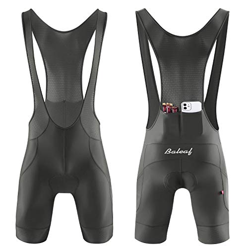 BALEAF Men\'s Cycling Bib Shorts 4D Padded Bike Bicycle Shorts Pockets Breathable Excellent Performance Fit UPF50+ Grey M - Thumbnail 7