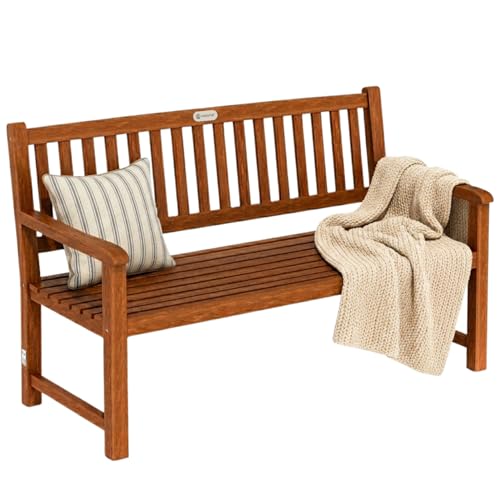 CASARIA Maxima 3 Seater Wooden Garden Bench | FSC Certified Eucalyptus Wood | 152x55x92cm | Outdoor Furniture Armrests & Backrest | Patio Deck Balcony | Weather-Resistant | 480kg Load Capacity