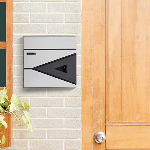 Xhlokk Wall Mount Mailboxes, Rust Resistant Large Capacity House Mailbox, Security Key Drop Mailboxes For Outside, Grey And Black #TOP7