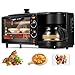 3-in-1 Multifunktions Frühstückszubereiter – inklusive 600 ml Kaffeemaschine,Bratpfanne und 9 Liter Mini Backofen mit Timer inkl. Backblech und Grillrost Miniofen,100°-230°C Energiesparend Mini Oven