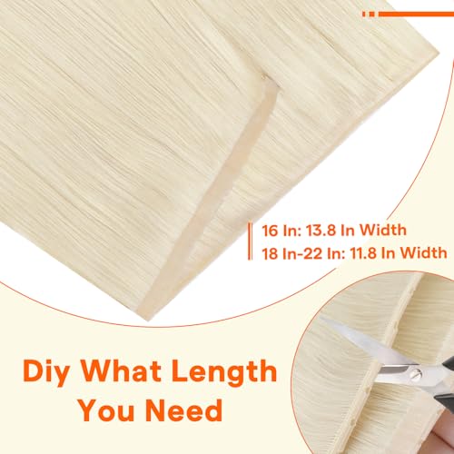 Image of Full Shine Butterfly Weft Hair Extensions 20 Inch 50G Platinum Blonde | Wedding Natural Blend, Invisible PU Holes Weft, Micro Bead Wear, Human Hair Feel, Seamless Coverage Solution for Women
