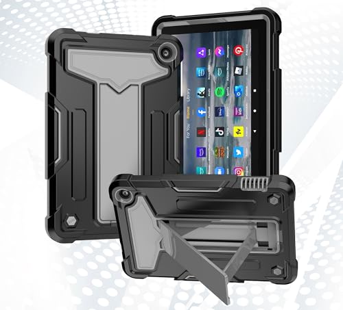 Protection Kindle Fire HD 8 et 8 Plus robuste hybride haute résistance noire et grise