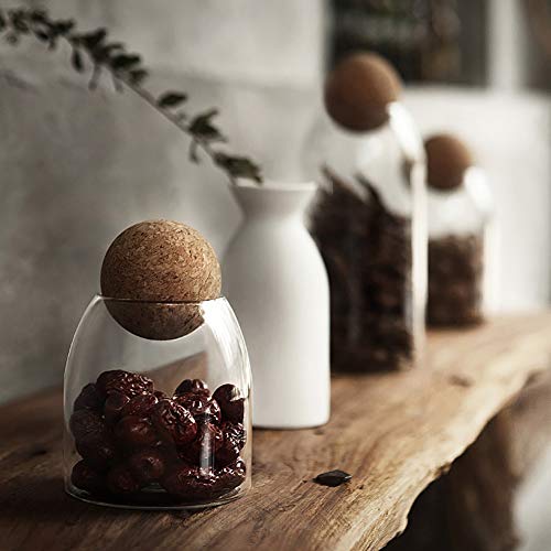 Molfuj 550Ml/18Oz Glass Storage Container With Ball Cork, Cute Decorative Organizer Bottle Canister Jar With Air Tight Wood Lid For Food, Coffee, Candy, Bathroom Apothecary Cotton Swab Qtip Holder #TOP4