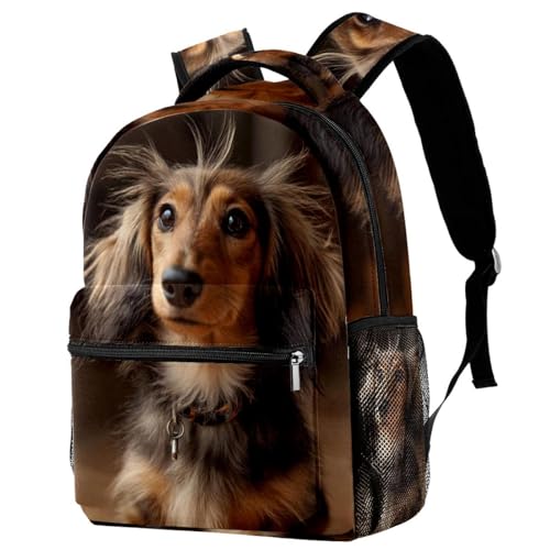 _2025-08-22 154725 Long-Haired Dachshu (1) Backpack Cute Bookbag Durable Daypack for Girl Boy