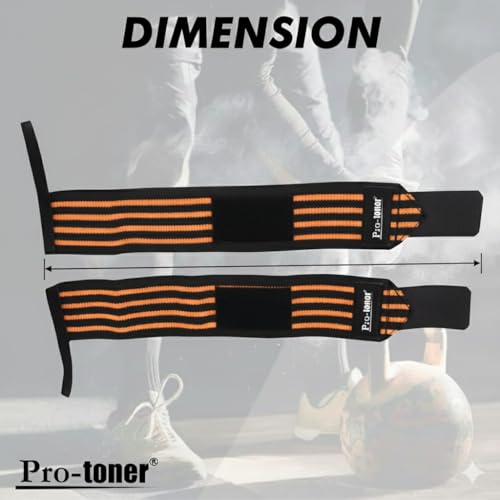 Image of Pro-toner Multipurpose Wrist Support Strap, Adjustable Weightlifting Wrist Wrap for Gym Training (Black Orange)